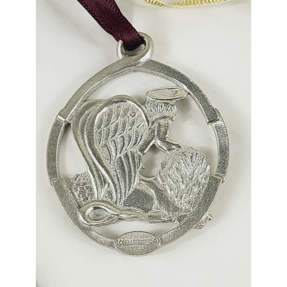 Longaberger Christmas Tree Ornament Pewter 2" Joy Love Hope Peace 90's x6 Vtg - Picture 12 of 16